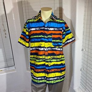 ZACARD shirt yellow blue white L short sleeve